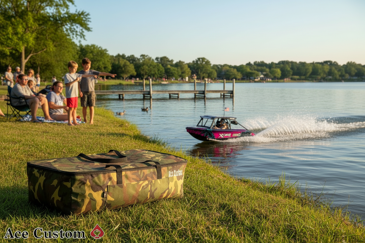 RC Boat Bag, Jet Boat, Camo, Made in USA - Ace Customs, AceCustomWingBag.com