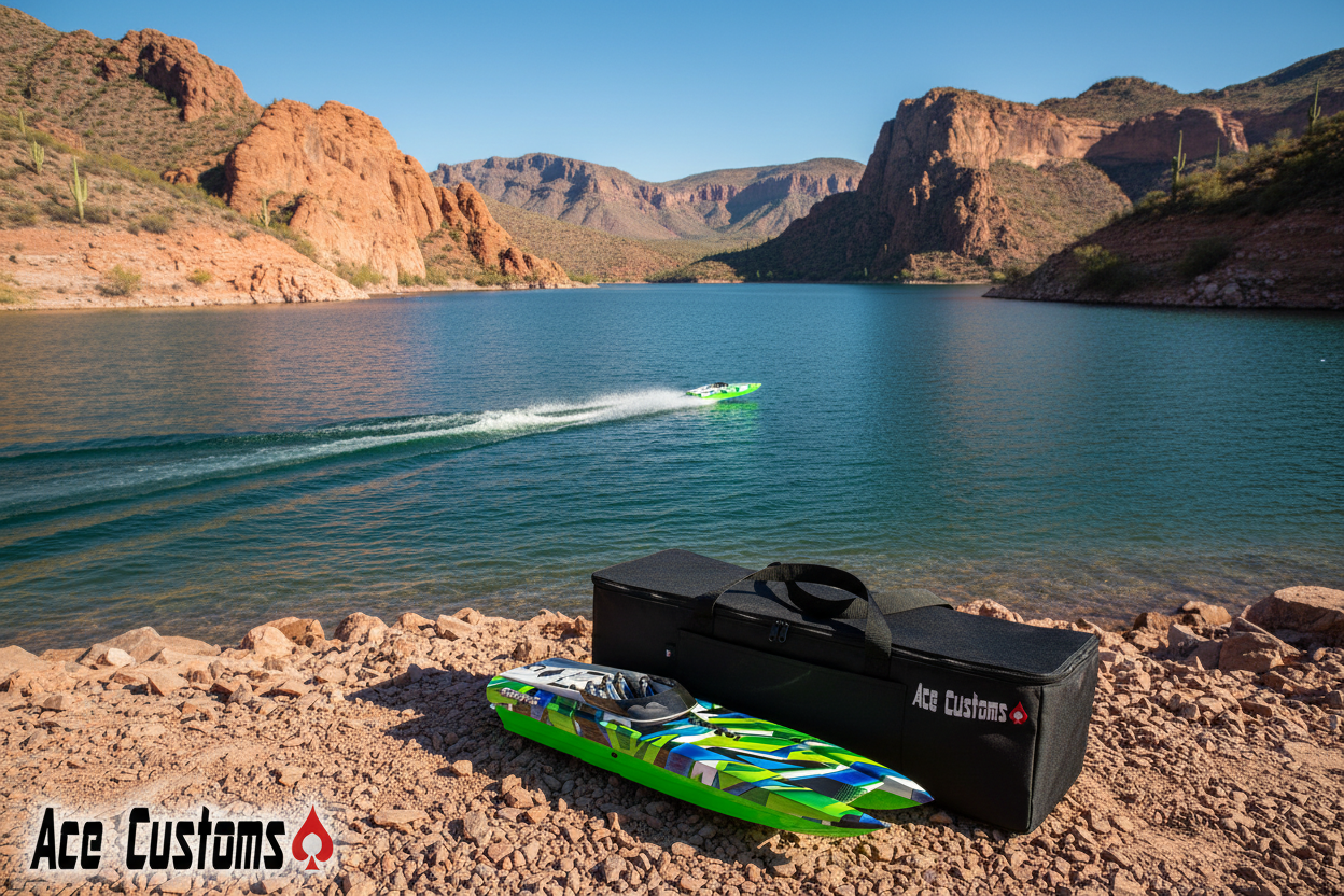 RC Boat Bag, Traxxas, Black, Made in USA - Ace Customs, AceCustomWingBag.com