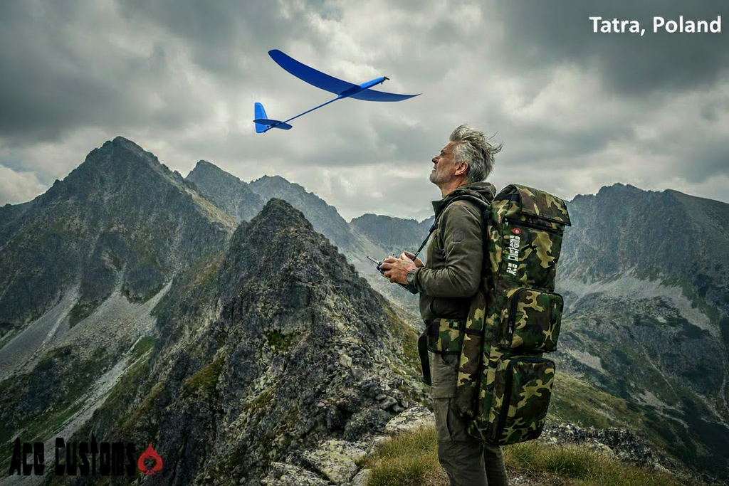 RC Glider Backpack, Tatra Poland, Camo, Made in USA - Ace Customs, AceCustomWingBag.com