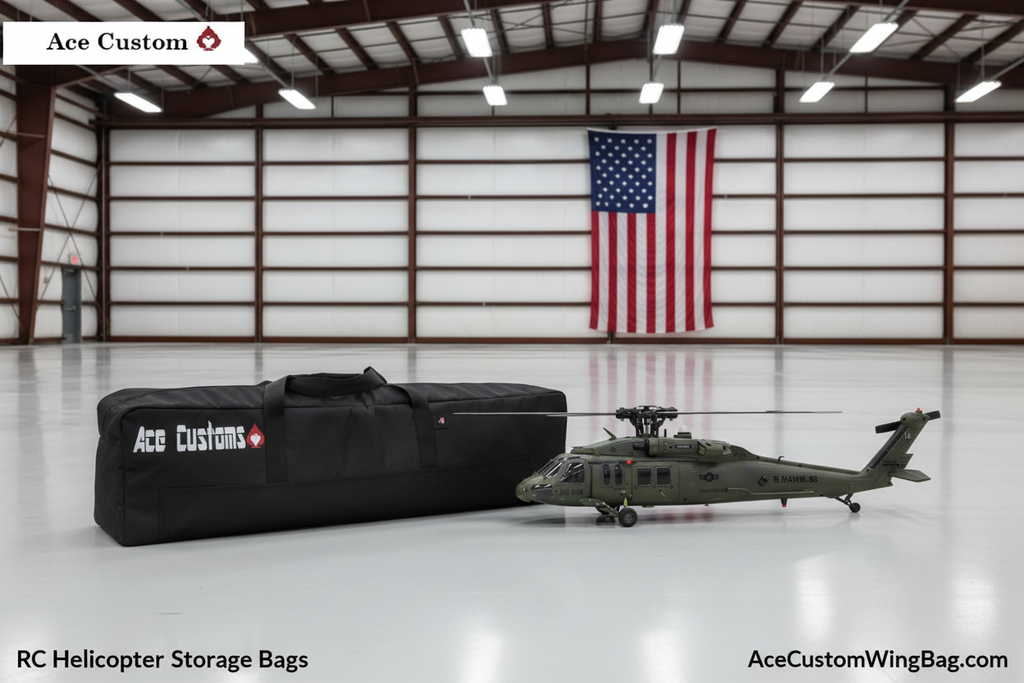 RC Helicopter Flight Bag Carry Case, Black, Made in USA, Ace Customs