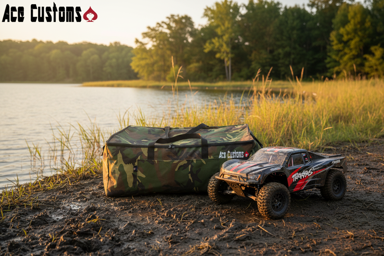 RC Traxxas Truck Bag, Truck Carrier, Storage, Camo, Made in USA - Ace Customs, AceCustomWingBag.com