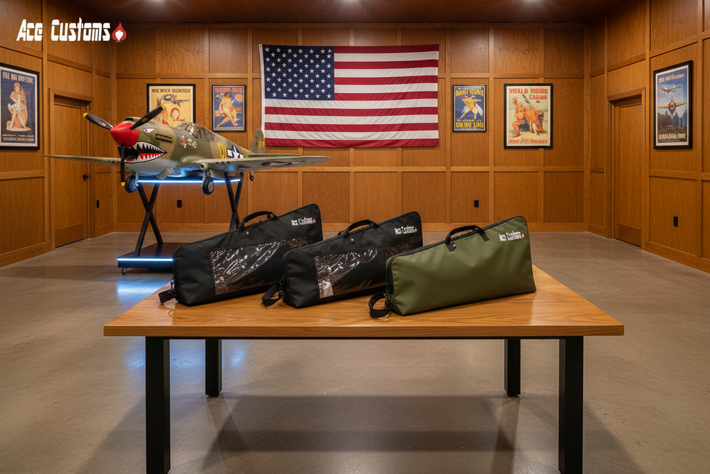RC Warbird Wing Bags and Wing Carriers, Green, Black, Made in USA - Ace Customs, AceCustomWingBag.com