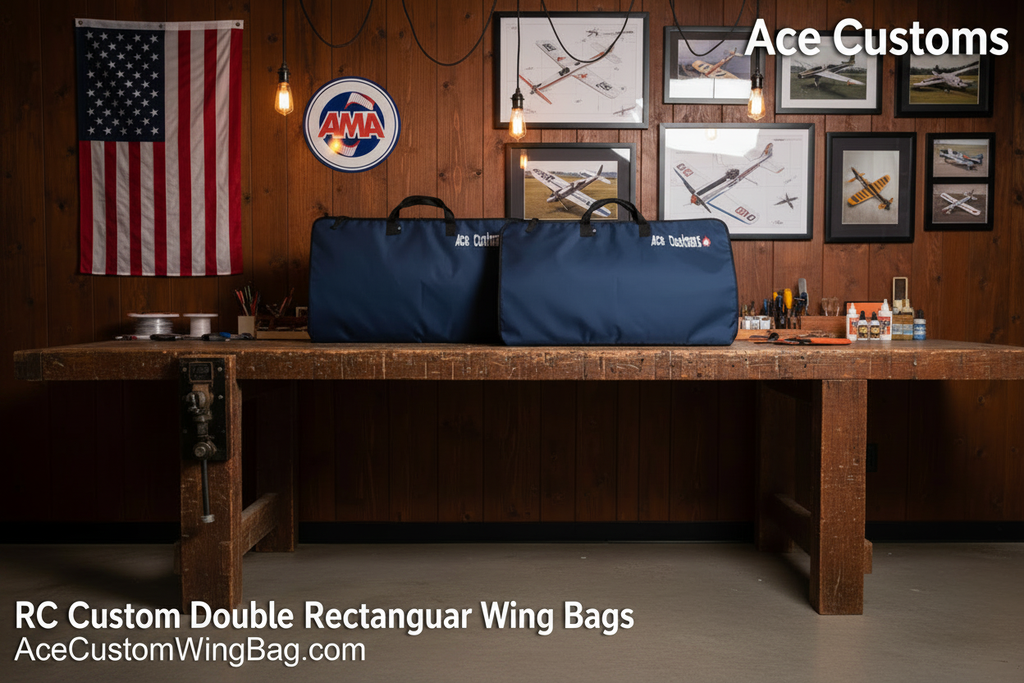 RC Double Rectangular Wing Bags — Branded Hangar Scene