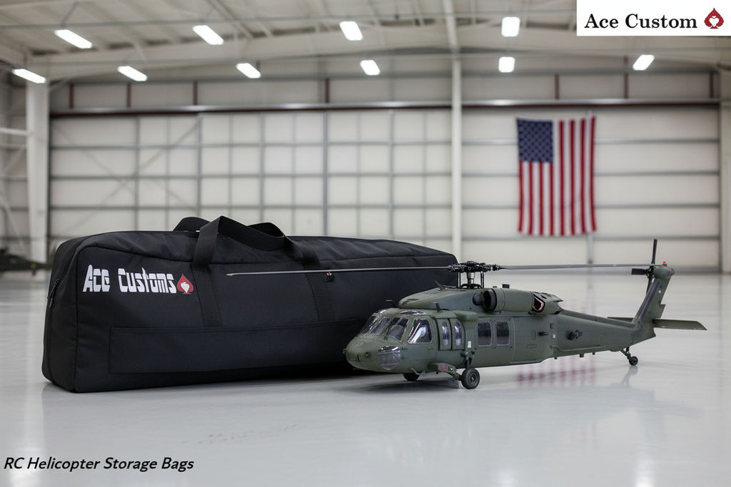 RC Helicopter Flight Bag Carry Case, Black, Made in USA, Ace Customs