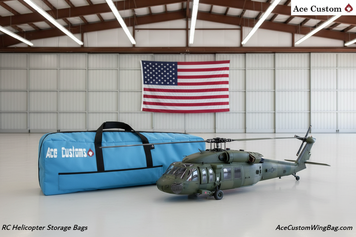 RC Helicopter Flight Bag Carry Case, Light Blue, Made in USA, Ace Customs