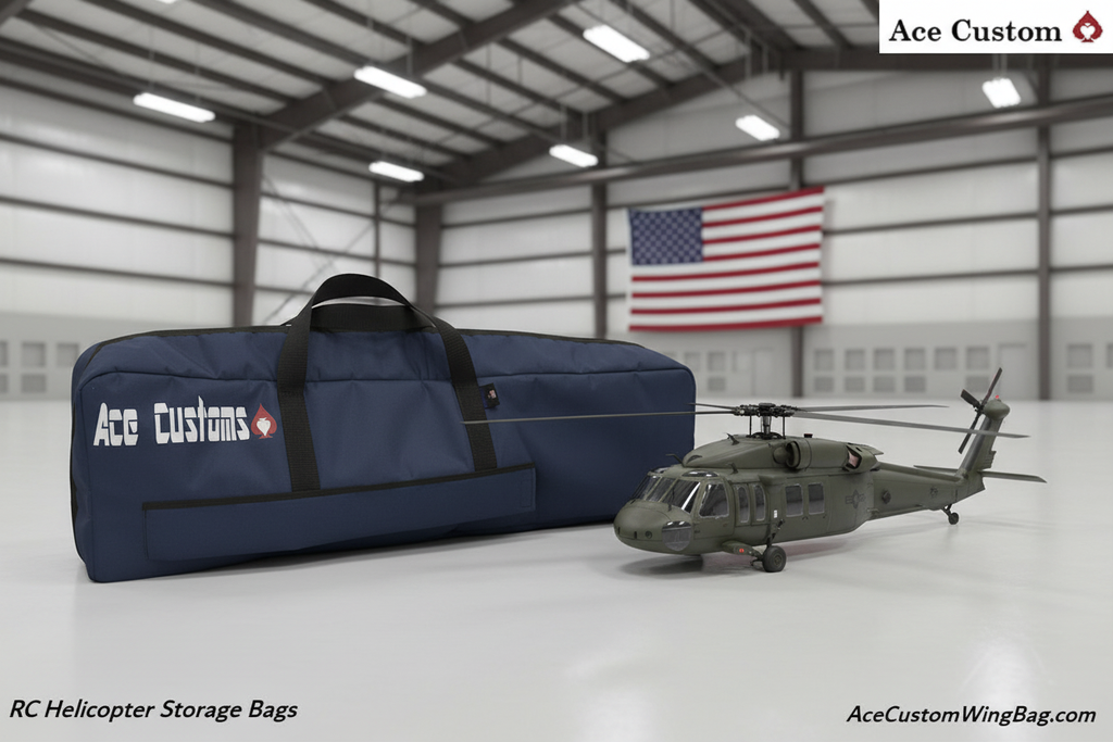 RC Helicopter Flight Bag Carry Case, Navy Blue, Made in USA, Ace Customs