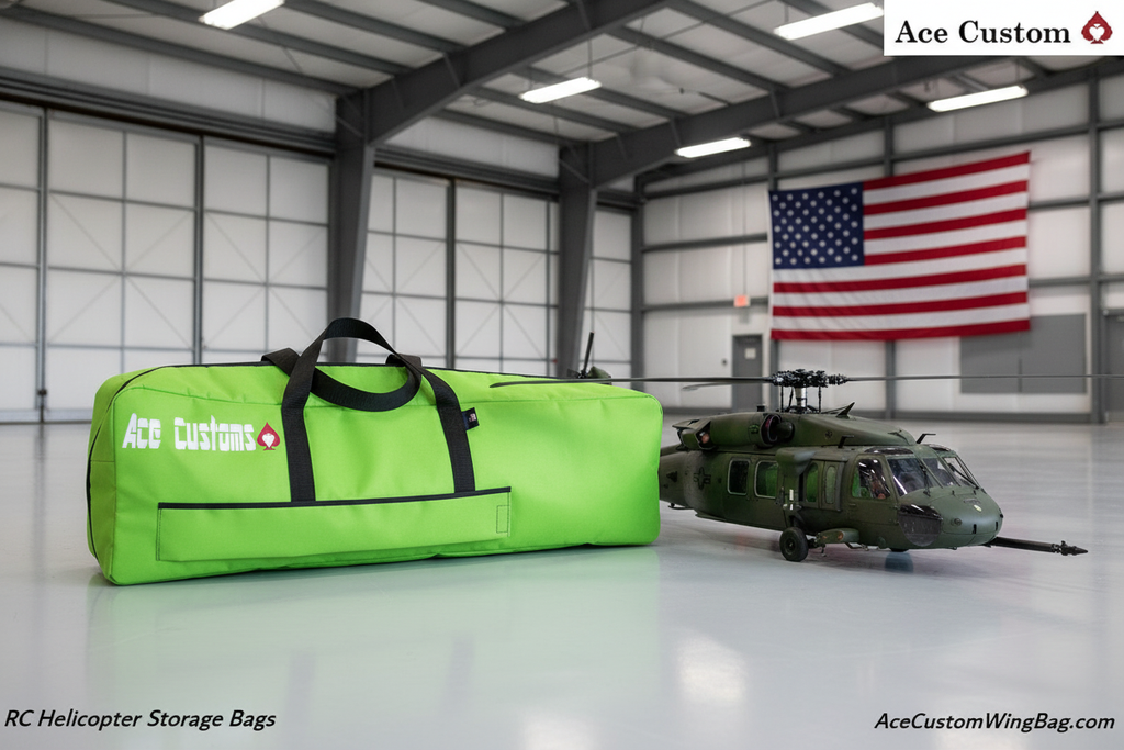 RC Helicopter Flight Bag Carry Case, Neon Green, Made in USA, Ace Customs