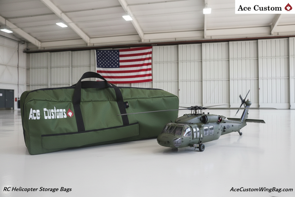 RC Helicopter Flight Bag Carry Case, Olive Green, Made in USA, Ace Customs