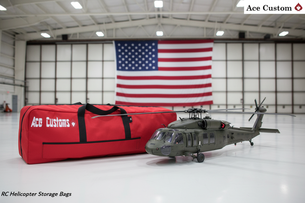 RC Helicopter Flight Bag Carry Case, Red, Made in USA, Ace Customs