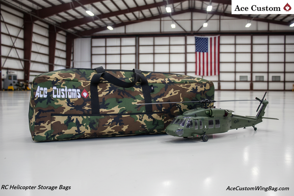 RC Helicopter Flight Bag Carry Case, Woodland Camo, Made in USA, Ace Customs