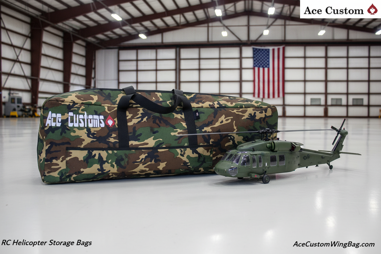 RC Helicopter Flight Bag Carry Case, Woodland Camo, Made in USA, Ace Customs