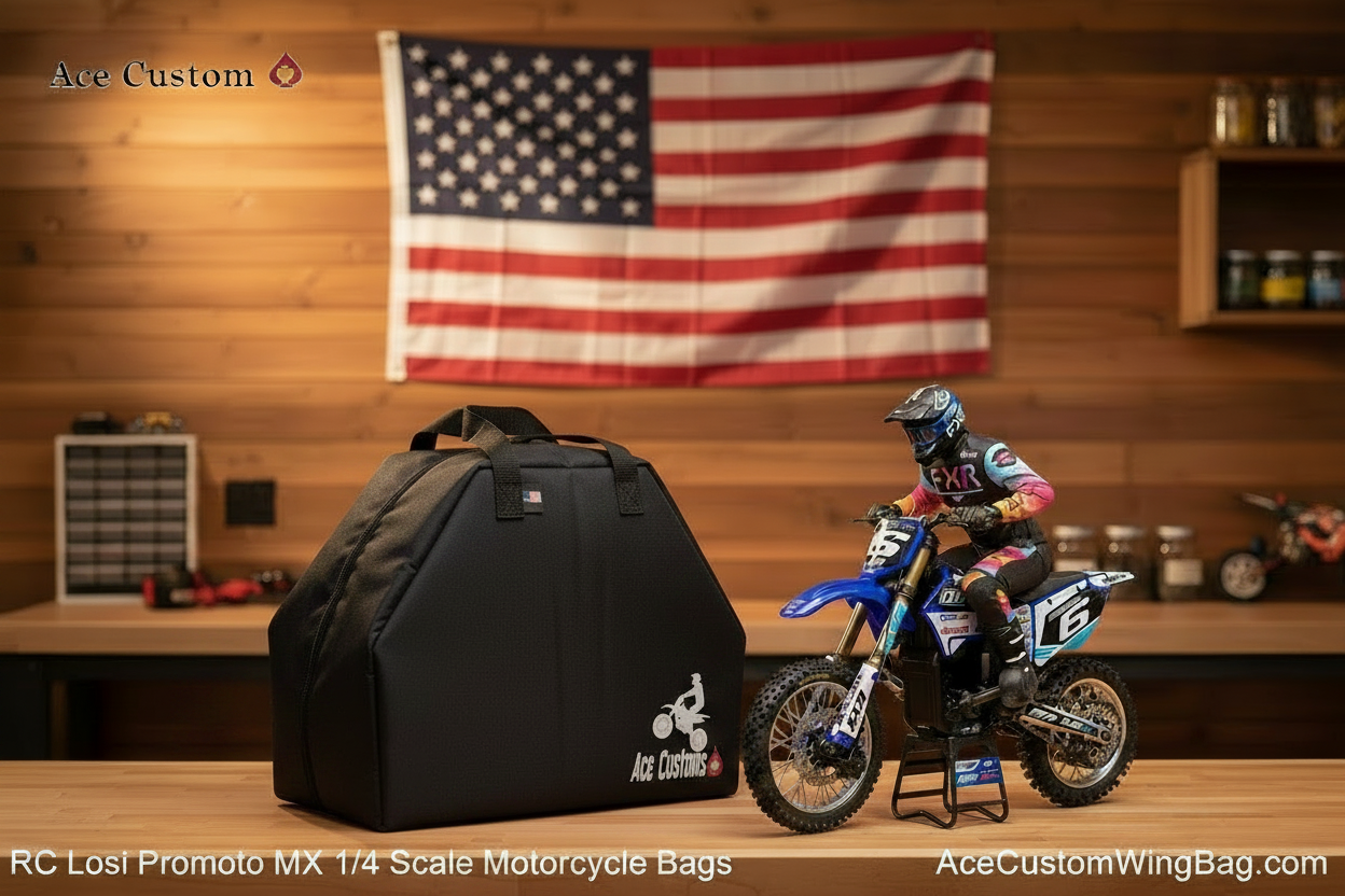 RC Losi Promoto MX Motorcycle Bag, Black, Made in USA - Ace Customs