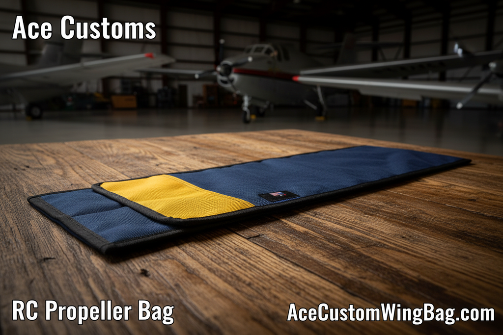 RC Propeller Bag Navy Blue and Yellow, Made in USA - Ace Customs