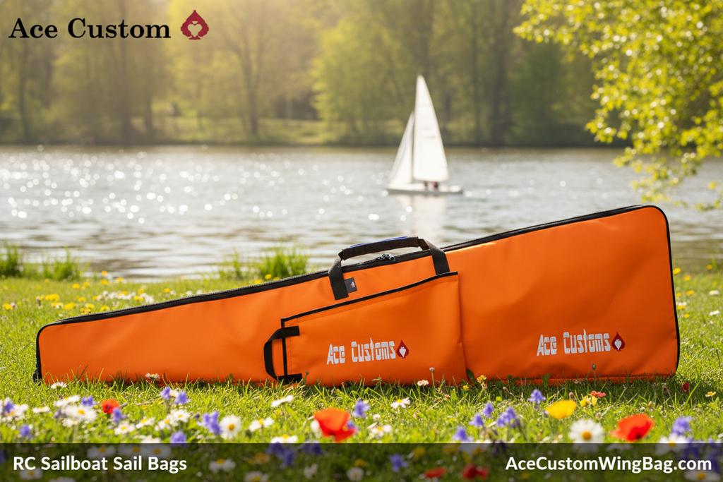 RC Sailboat Sail Bag rig bag, Orange, Made in USA - Ace Customs