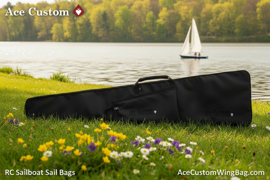 RC Sailboat Sail Bag rig bag, Black, Made in USA - Ace Customs