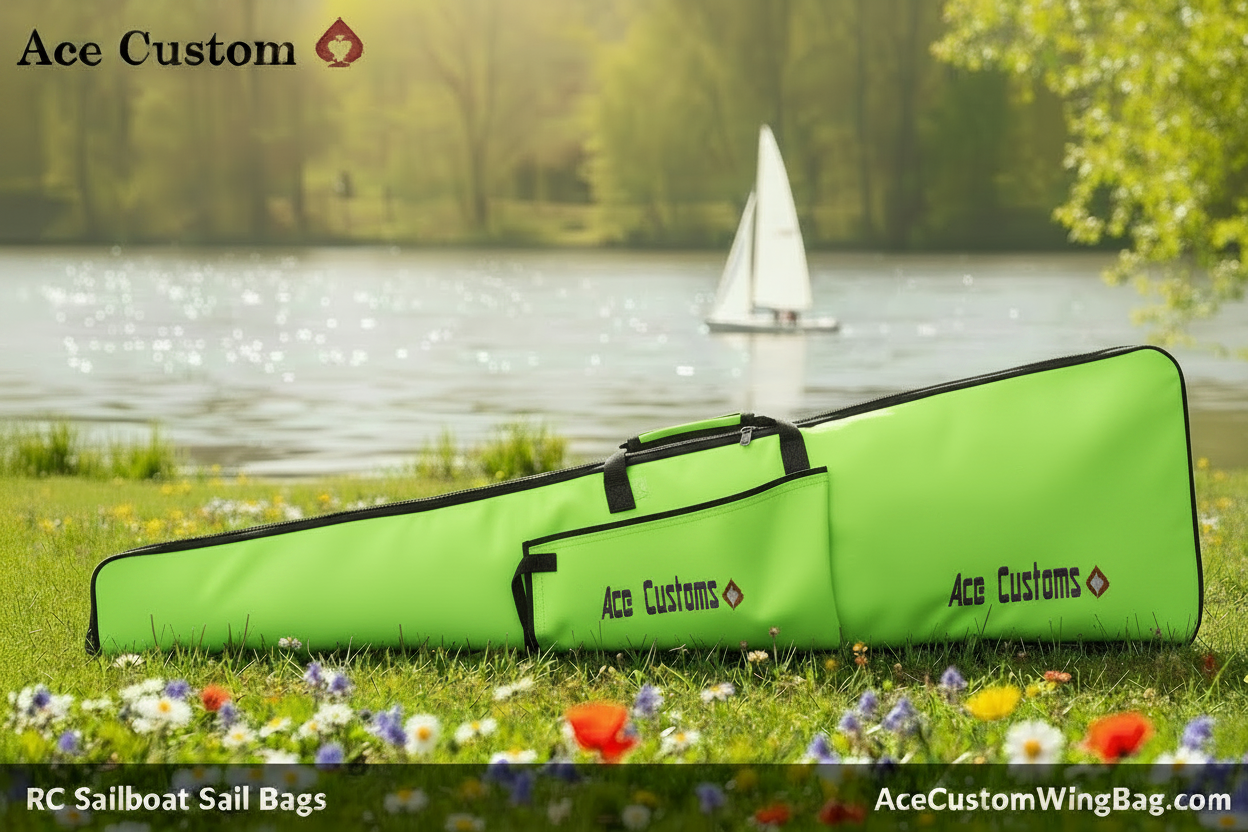 RC Sailboat Sail Bag rig bag,Neon Green, Made in USA - Ace Customs