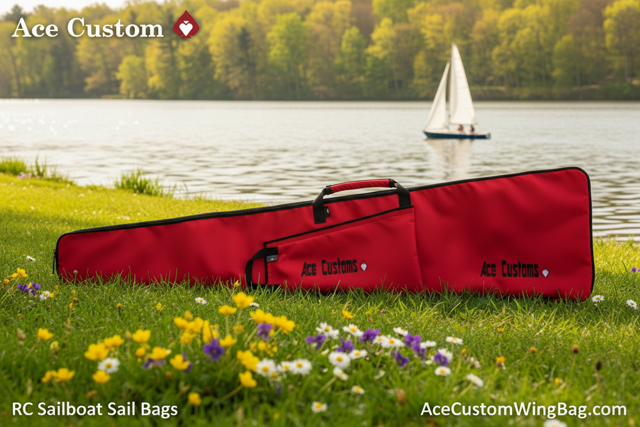 RC Sailboat Sail Bag rig bag, Red,  Made in USA - Ace Customs