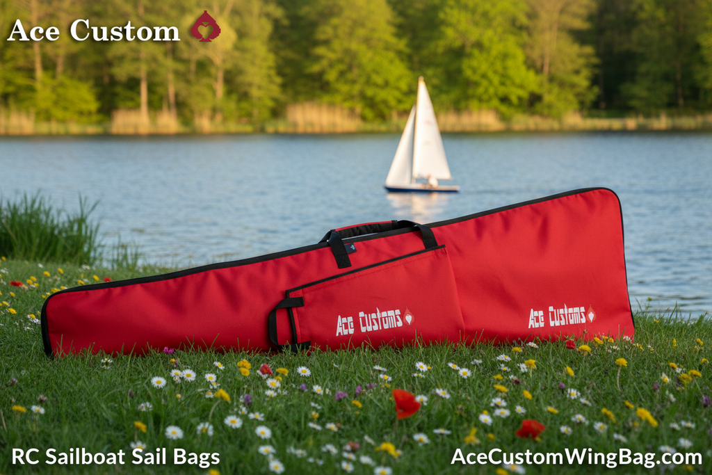 RC Sailboat Sail Bag rig bag Red, Made in USA - Ace Customs