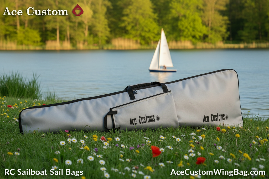 RC Sailboat Sail Bag rig bag, Silver Gray, Made in USA - Ace Customs