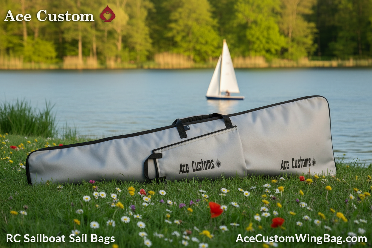 RC Sailboat Sail Bag rig bag, Silver Gray, Made in USA - Ace Customs