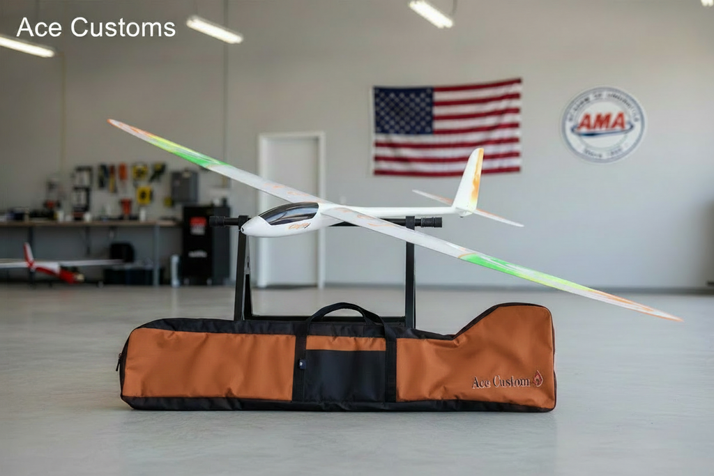 RC Glider Bag Slim Line Glider Bag, RC Sailplane Bag, Dark Orange, Made in USA, Ace Customs