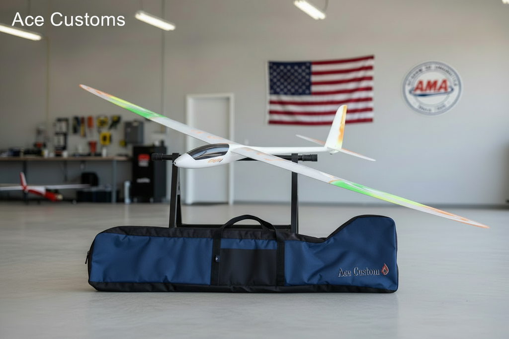 RC Glider Bag Slim Line Glider Bag, RC Sailplane Bag, Navy Blue, Made in USA, Ace Customs