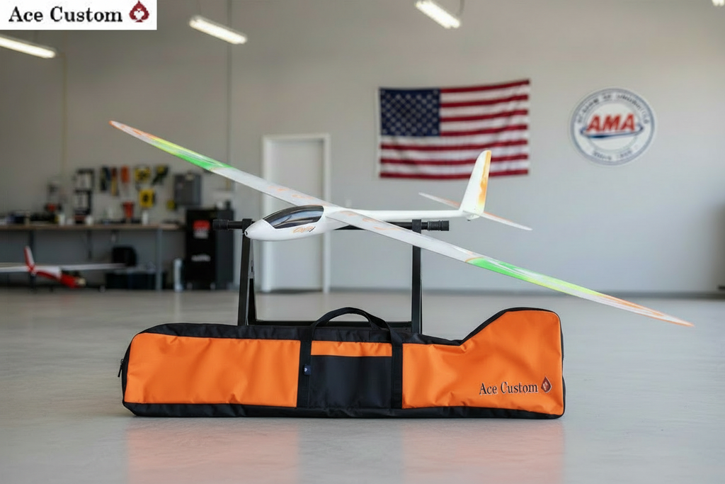 RC Glider Bag Slim Line Glider Bag, RC Sailplane Bag, Orange, Made in USA, Ace Customs