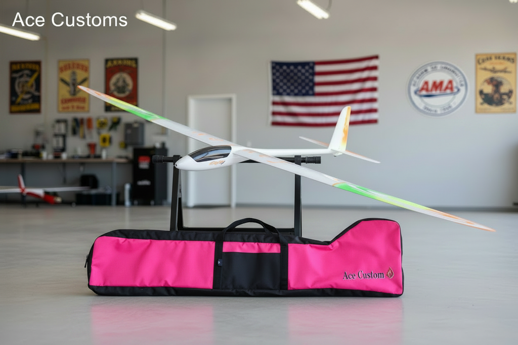 RC Glider Bag Slim Line Glider Bag, RC Sailplane Bag, Pink, Made in USA, Ace Customs
