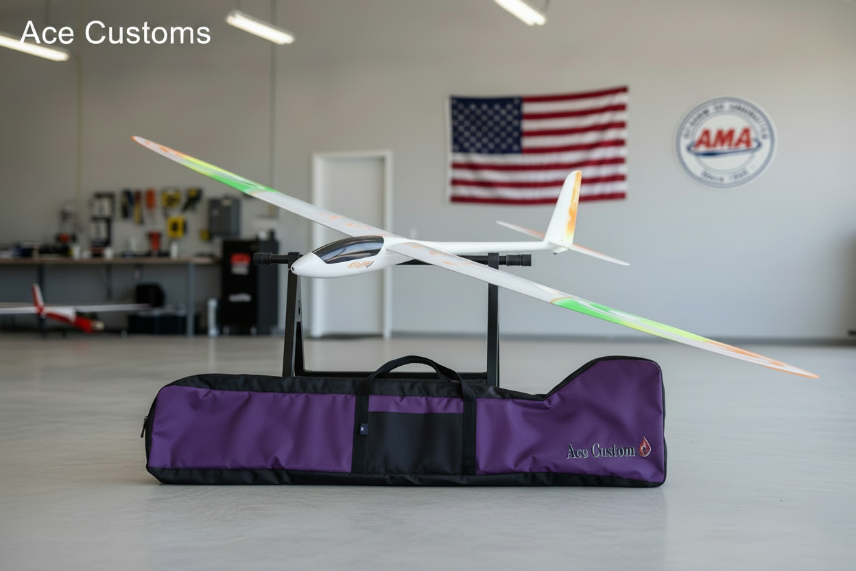 RC Glider Bag Slim Line Glider Bag, RC Sailplane Bag, Purple, Made in USA, Ace Customs