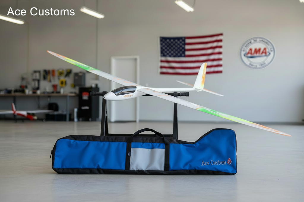 RC Glider Bag Slim Line Glider Bag, RC Sailplane Bag, Blue Gray, Made in USA, Ace Customs