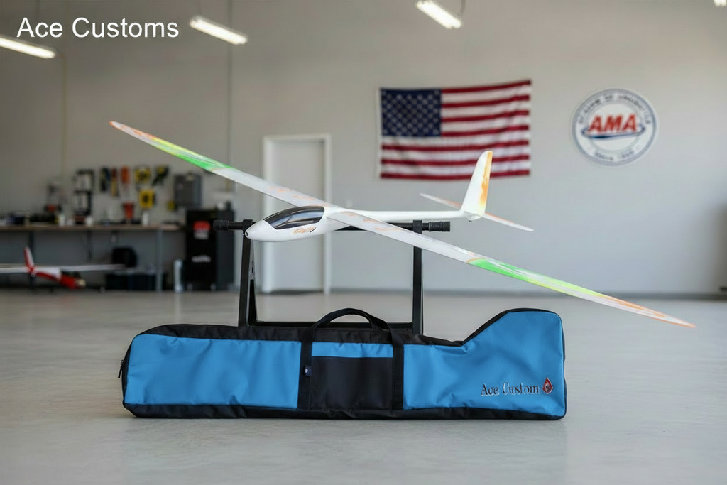 RC Glider Bag Slim Line Glider Bag, RC Sailplane Bag, Light Blue, Made in USA, Ace Customs