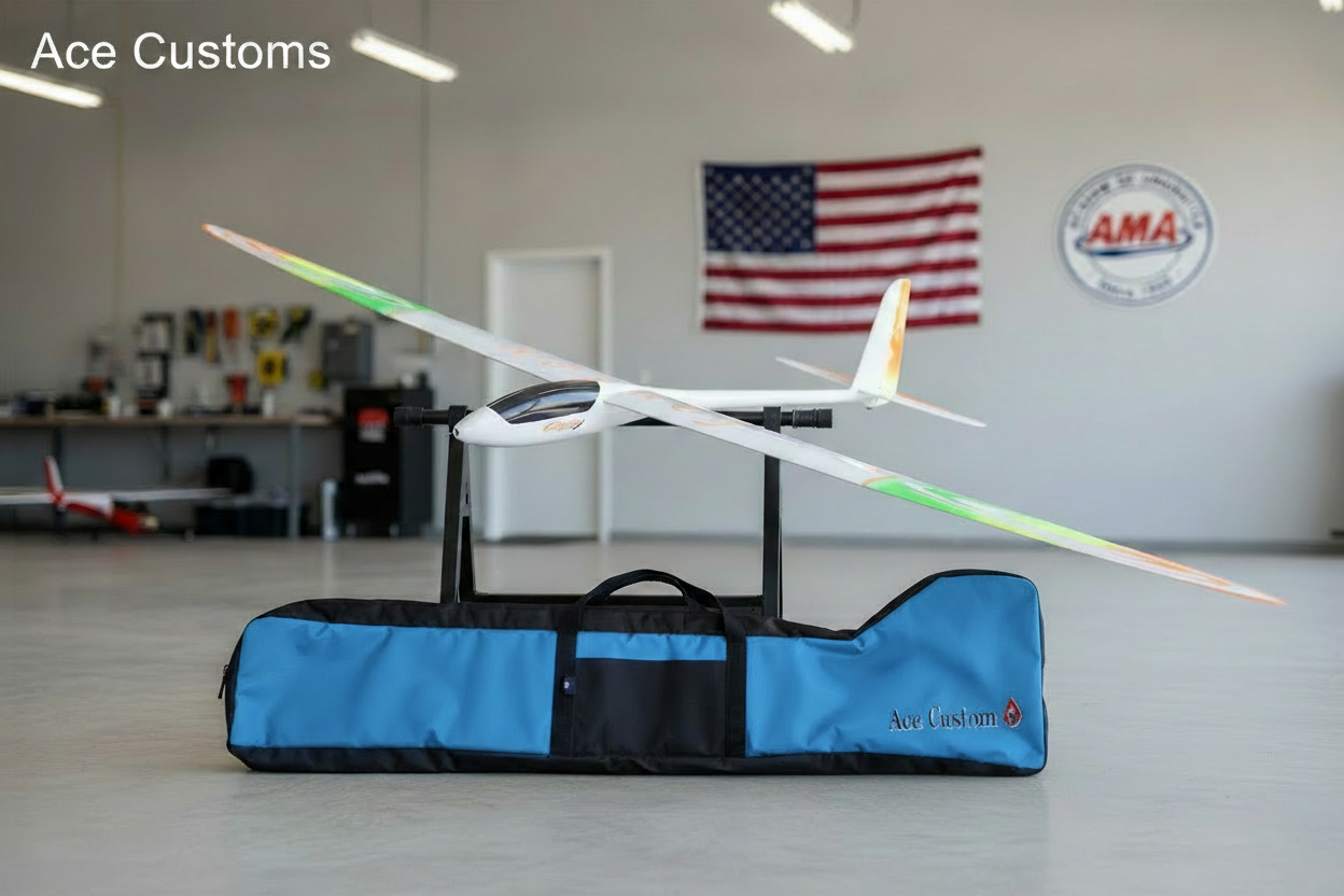 RC Glider Bag Slim Line Glider Bag, RC Sailplane Bag, Light Blue, Made in USA, Ace Customs