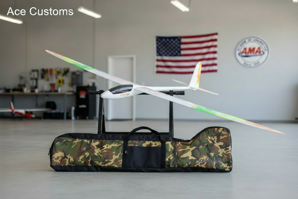 RC Glider Bag Slim Line Glider Bag, RC Sailplane Bag, Woodland Camo, Made in USA, Ace Customs