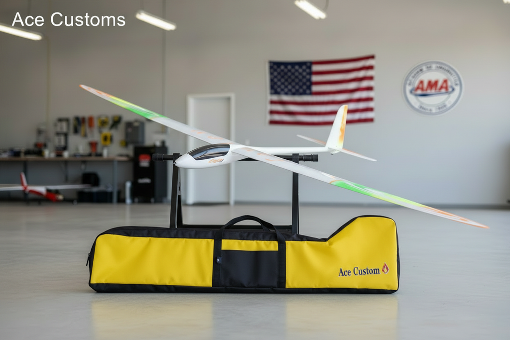 RC Glider Bag Slim Line Glider Bag, RC Sailplane Bag, Yellow, Made in USA, Ace Customs