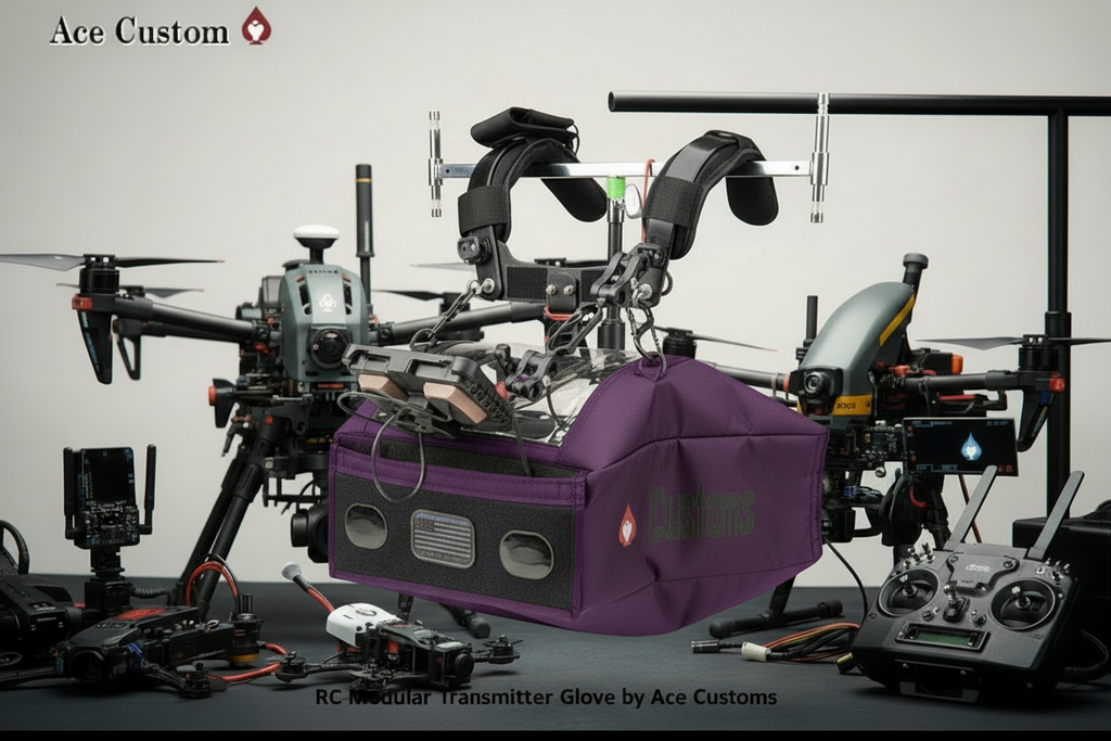 RC Modular Transmitter Glove Purple, Transmitter winter case, RC Transmitter Glove, Made in USA - Ace Customs