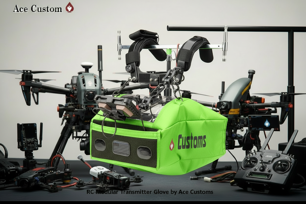RC Modular Transmitter Glove Neon Green, Transmitter winter case, RC Transmitter Glove, Made in USA - Ace Customs