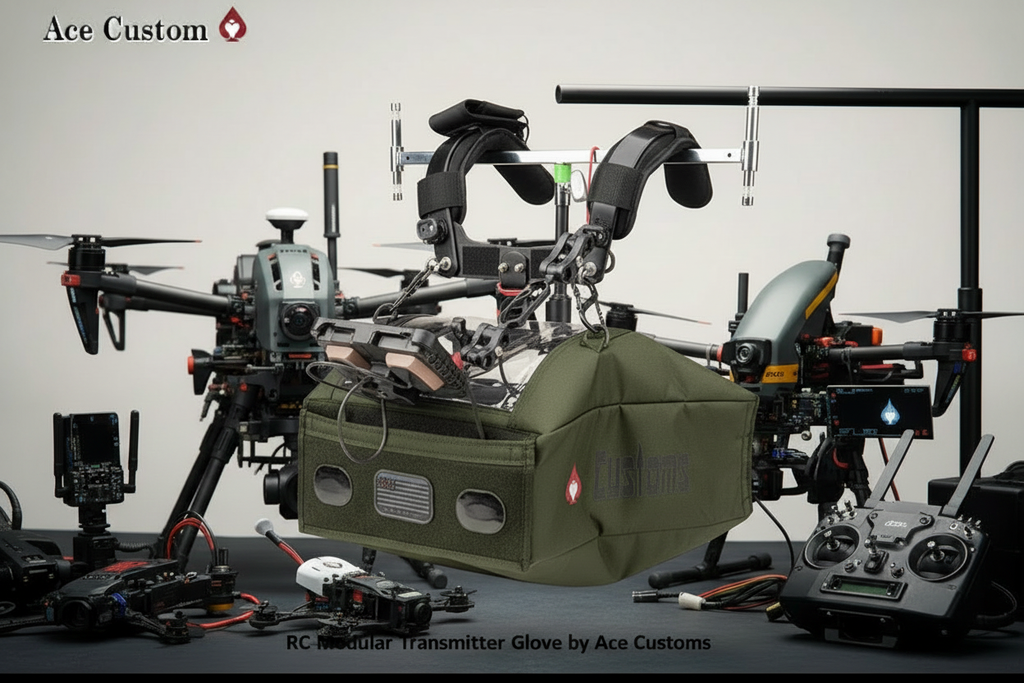 RC Modular Transmitter Glove Olive Green, Transmitter winter case, RC Transmitter Glove, Made in USA - Ace Customs