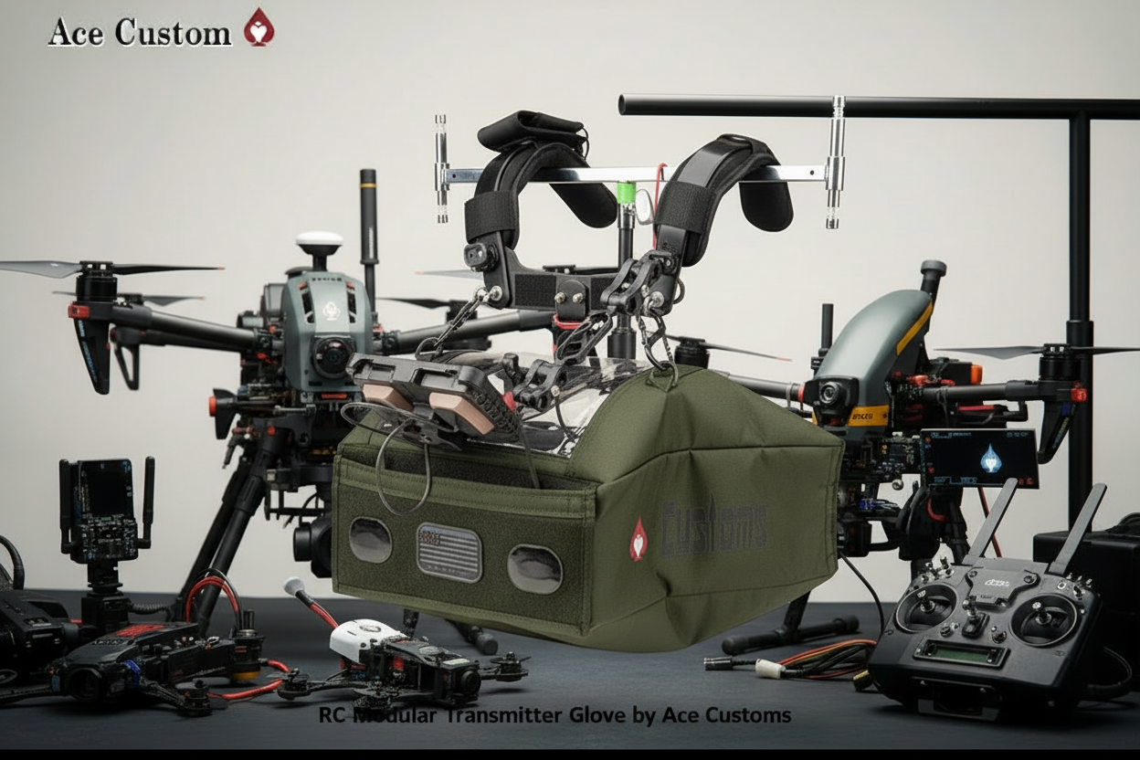 RC Modular Transmitter Glove Olive Green, Transmitter winter case, RC Transmitter Glove, Made in USA - Ace Customs